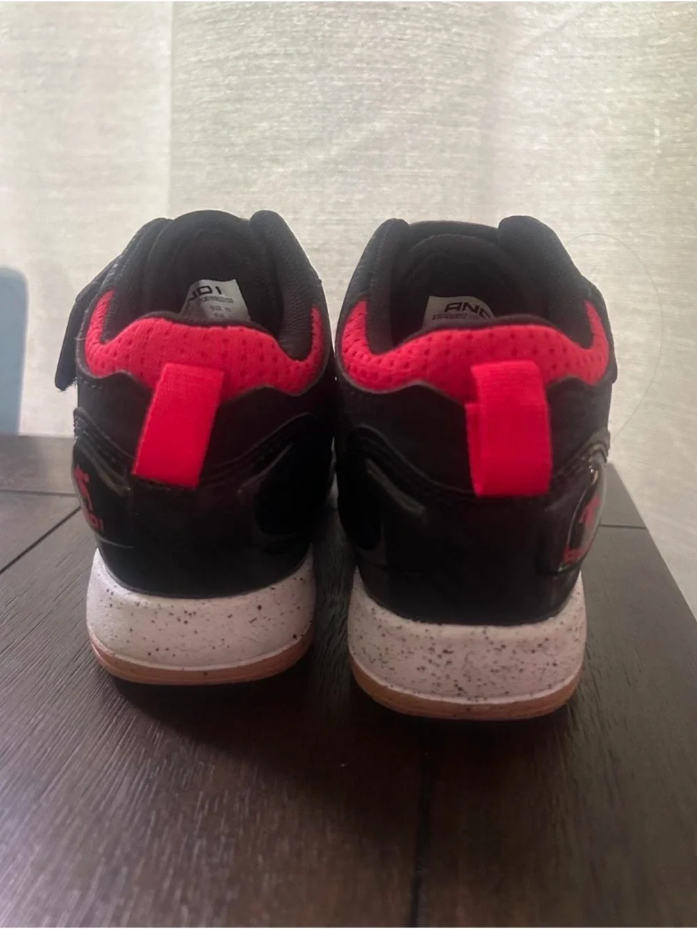 Kids High-Top Athletic Sneakers in Black & Red